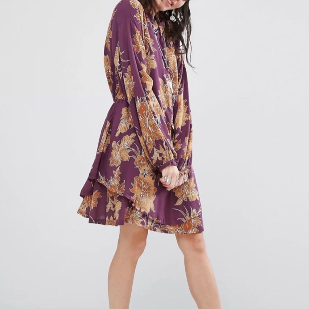 Free People | Shake It Floral Mini Dress Berry Combo